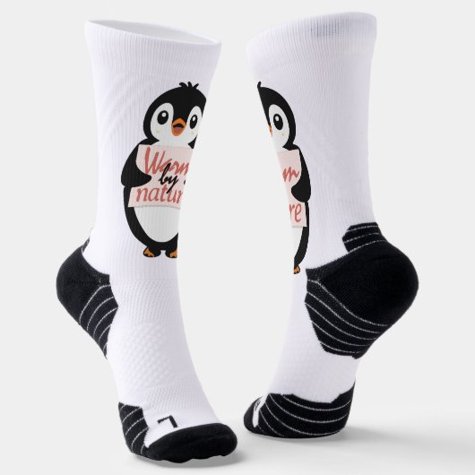 Warm by nature: Adorable Penguin with Playful Text ソックス (傾斜あり)