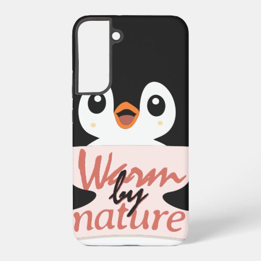 Warm by nature: Adorable Penguin with Playful Text Samsung Galaxyケース (裏面)