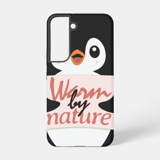 Warm by nature: Adorable Penguin with Playful Text Samsung Galaxyケース (裏面)