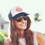Warm California Sun Vintage Typography Coral キャップ<br><div class="desc">Celebrate the Golden State with our summery quote trucker hat. Cool summer design features "In the Warm California Sun" in vintage distressed typography on a watercolor gradient ombre sun illustration in breezy sunset shades of pink and coral.</div>