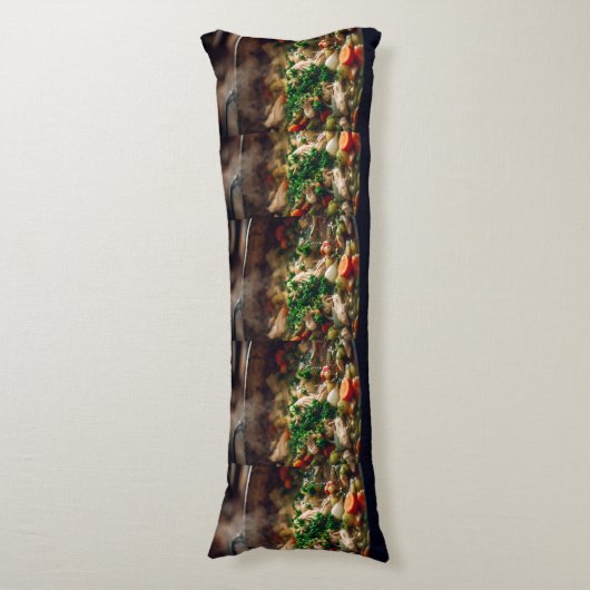 Warm Chicken Soup Steam Art – Rustic Home Cooking  ボディピロー (正面縦)