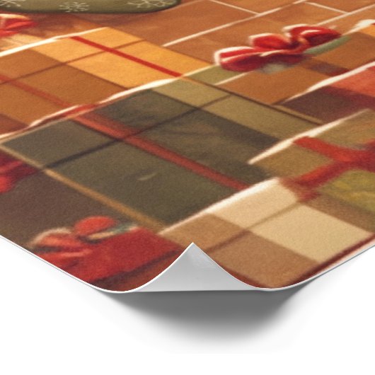 Warm Christmas Fireplace Scene ポスター (角)