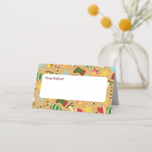 Warm Christmas Place Cards - Dinner Table Decor プレイスカード (正面)