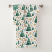 Warm Christmas trees red green gold bath towel バスタオルセット (インサイチュ)