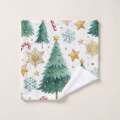 Warm Christmas trees red green gold bath towel バスタオルセット (ウォッシュタオル)