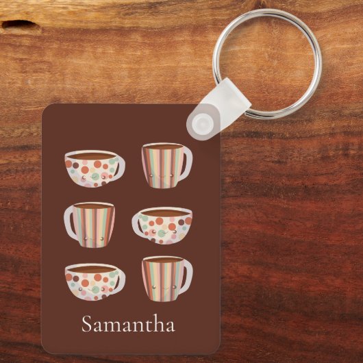 Warm Circle Pattern On Cups Of Coffee キーホルダー (裏面)