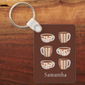 Warm Circle Pattern On Cups Of Coffee キーホルダー (正面)