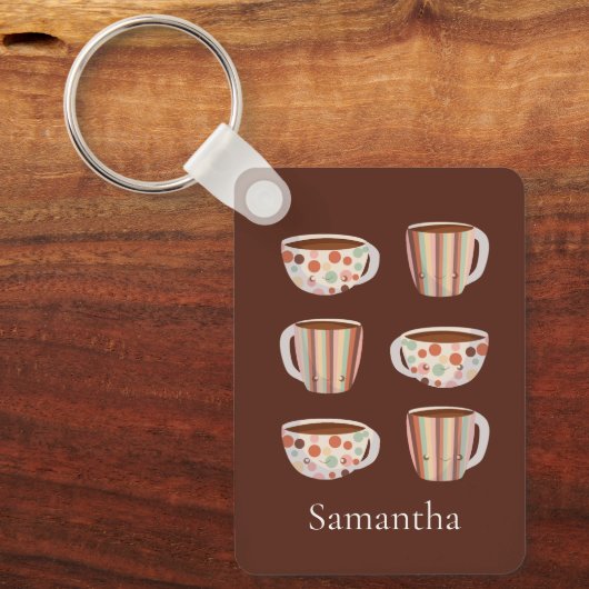 Warm Circle Pattern On Cups Of Coffee キーホルダー (正面)