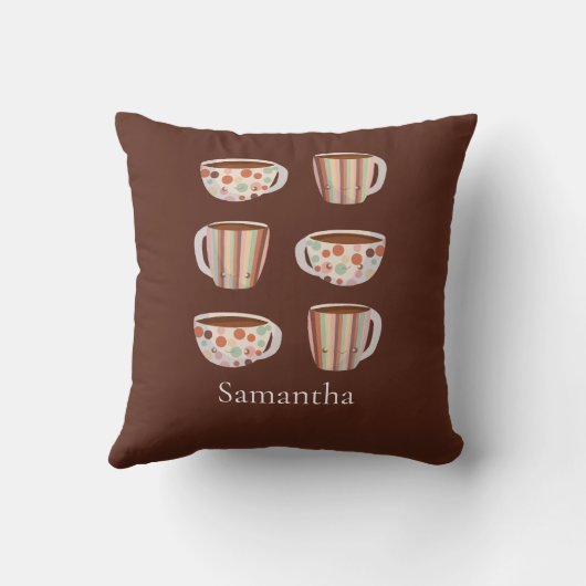 Warm Circle Pattern On Cups Of Coffee クッション (裏面)