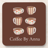 Warm Circle Pattern On Cups Of Coffee コースター (正面)