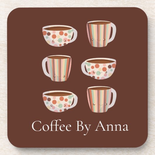 Warm Circle Pattern On Cups Of Coffee コースター (正面)