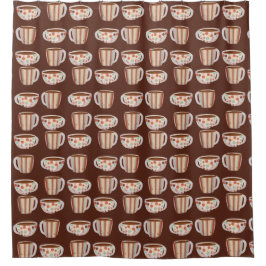 Warm Circle Pattern On Cups Of Coffee シャワーカーテン
