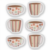 Warm Circle Pattern On Cups Of Coffee シール (正面)