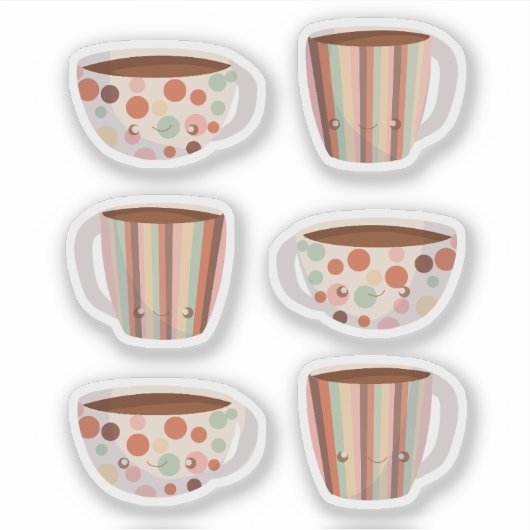 Warm Circle Pattern On Cups Of Coffee シール (正面)