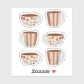 Warm Circle Pattern On Cups Of Coffee シール (シート)