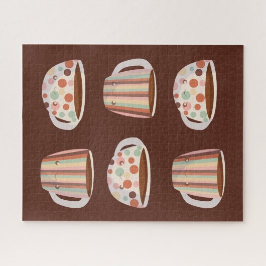 Warm Circle Pattern On Cups Of Coffee ジグソーパズル (横)