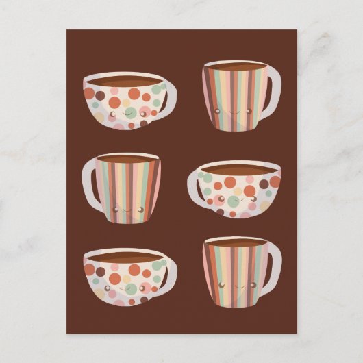Warm Circle Pattern On Cups Of Coffee ポストカード (正面)