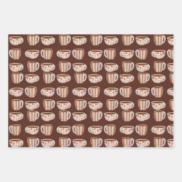 Warm Circle Pattern On Cups Of Coffee ラッピングペーパーシート