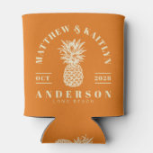 Warm Citrus Tropical Pineapple Wedding Crest 缶クーラー (裏面)