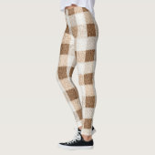 Warm Cocoa Cream Brown Plaid Stripes レギンス (左)
