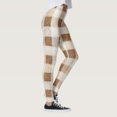 Warm Cocoa Cream Brown Plaid Stripes レギンス (右)