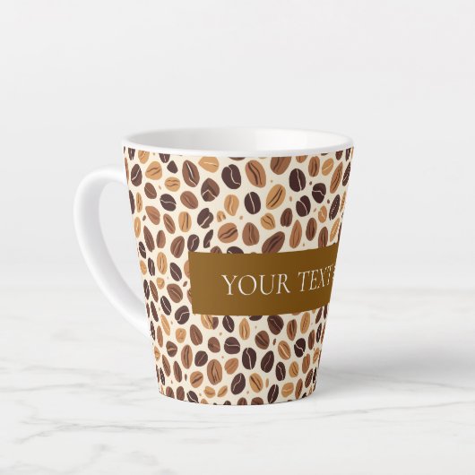 Warm Coffee Bean Roast Tones Seamless Pattern カフェラテマグ (左アングル)