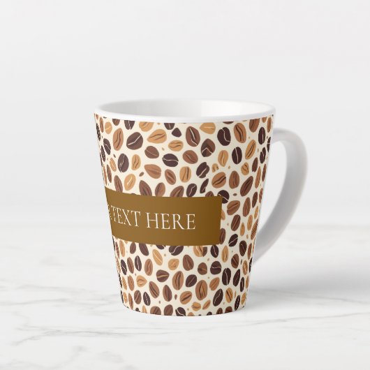 Warm Coffee Bean Roast Tones Seamless Pattern カフェラテマグ (右アングル)