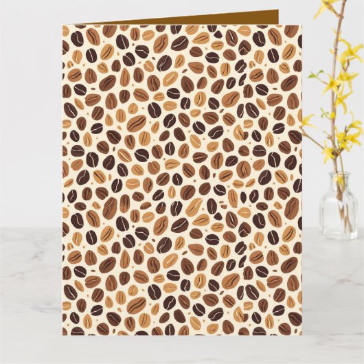 Warm Coffee Bean Roast Tones Seamless Pattern カード (黄色い花)