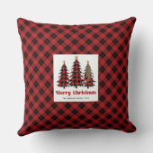 Warm Cozy Buffalo Plaid Christmas Trees Pillow クッション (裏面)