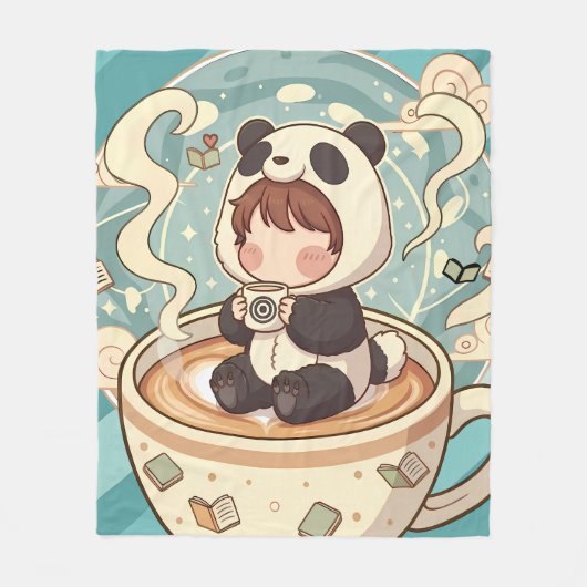 Warm & Cozy Panda Brew Fleece Blanket フリースブランケット (正面)