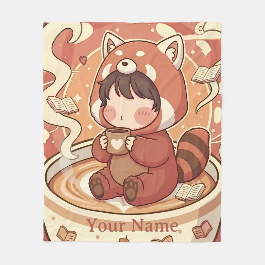 Warm & Cozy Red Panda Brew Fleece Blanket フリースブランケット (正面)