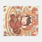 Warm & Cozy Red Panda Brew Fleece Blanket フリースブランケット (正面(横))