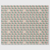 Warm & Cozy Retro Christmas Tree Pattern Wrapping  ラッピングペーパー (フラット)