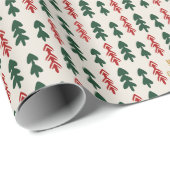 Warm & Cozy Retro Christmas Tree Pattern Wrapping  ラッピングペーパー (ロールコーナー)