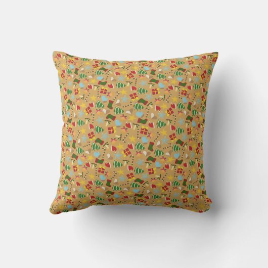 Warm Cozy Traditional Christmas Throw Pillow クッション (裏面)