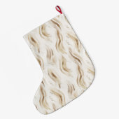 Warm Cream Gold Abstract Streaks ラージクリスマスストッキング (裏面 (吊り時))