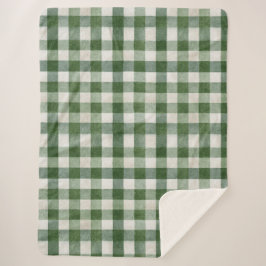 Warm Cream Green Plaid Stripes Christmas シェルパブランケット