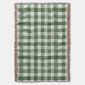 Warm Cream Green Plaid Stripes Christmas スローブランケット (正面縦)