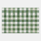 Warm Cream Green Plaid Stripes Christmas ラッピングペーパーシート (正面)