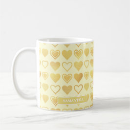 Warm Cream Minimal Hearts Valentine’s Gift コーヒーマグカップ