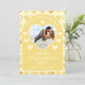 Warm Cream Minimal Hearts Valentine’s Gift Photo シーズンカード (スタンド正面)