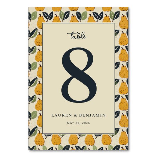 Warm Cream Pear Illustration テーブルナンバー (正面)