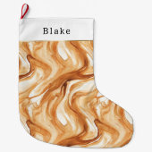 Warm Creamy Caramel Candy Streaks ラージクリスマスストッキング (正面)