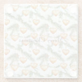 Warm Creamy Caramel Hearts Christmas Tree Branches ガラスコースター (裏面)