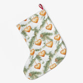 Warm Creamy Caramel Hearts Christmas Tree Branches ラージクリスマスストッキング (裏面 (吊り時))