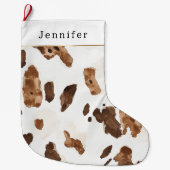 Warm Creamy White & Chocolate Candy Christmas ラージクリスマスストッキング (正面)