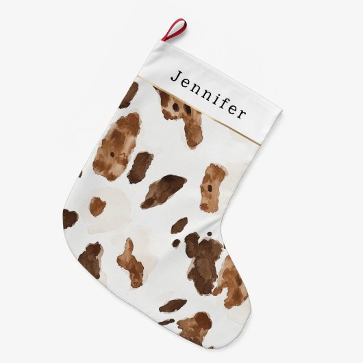 Warm Creamy White & Chocolate Candy Christmas ラージクリスマスストッキング (正面 (吊り時))