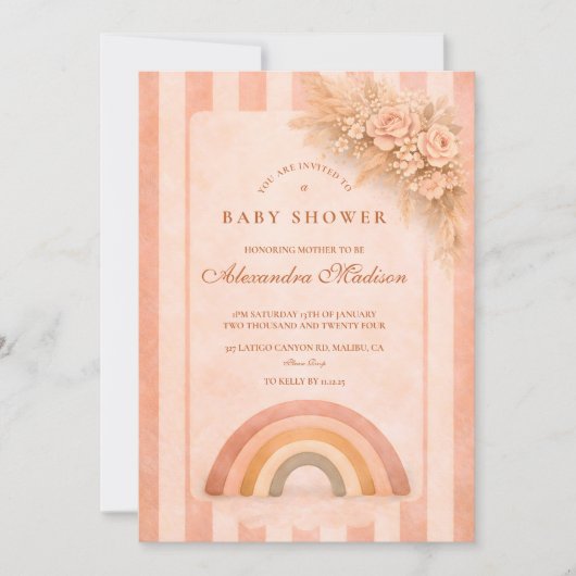 Warm Desert Boho Rainbow Baby Shower 招待状 (正面)