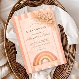 Warm Desert Boho Rainbow Baby Shower 招待状