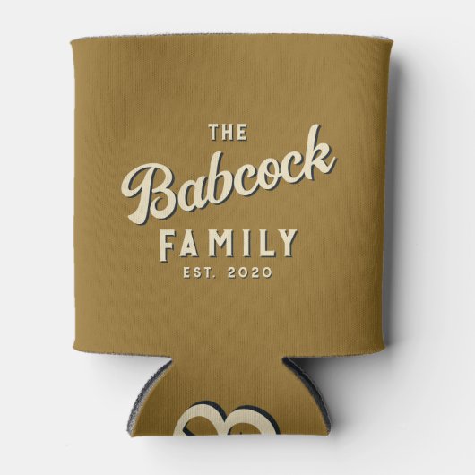 Warm Desert Retro Family Name & Year 缶クーラー (正面)